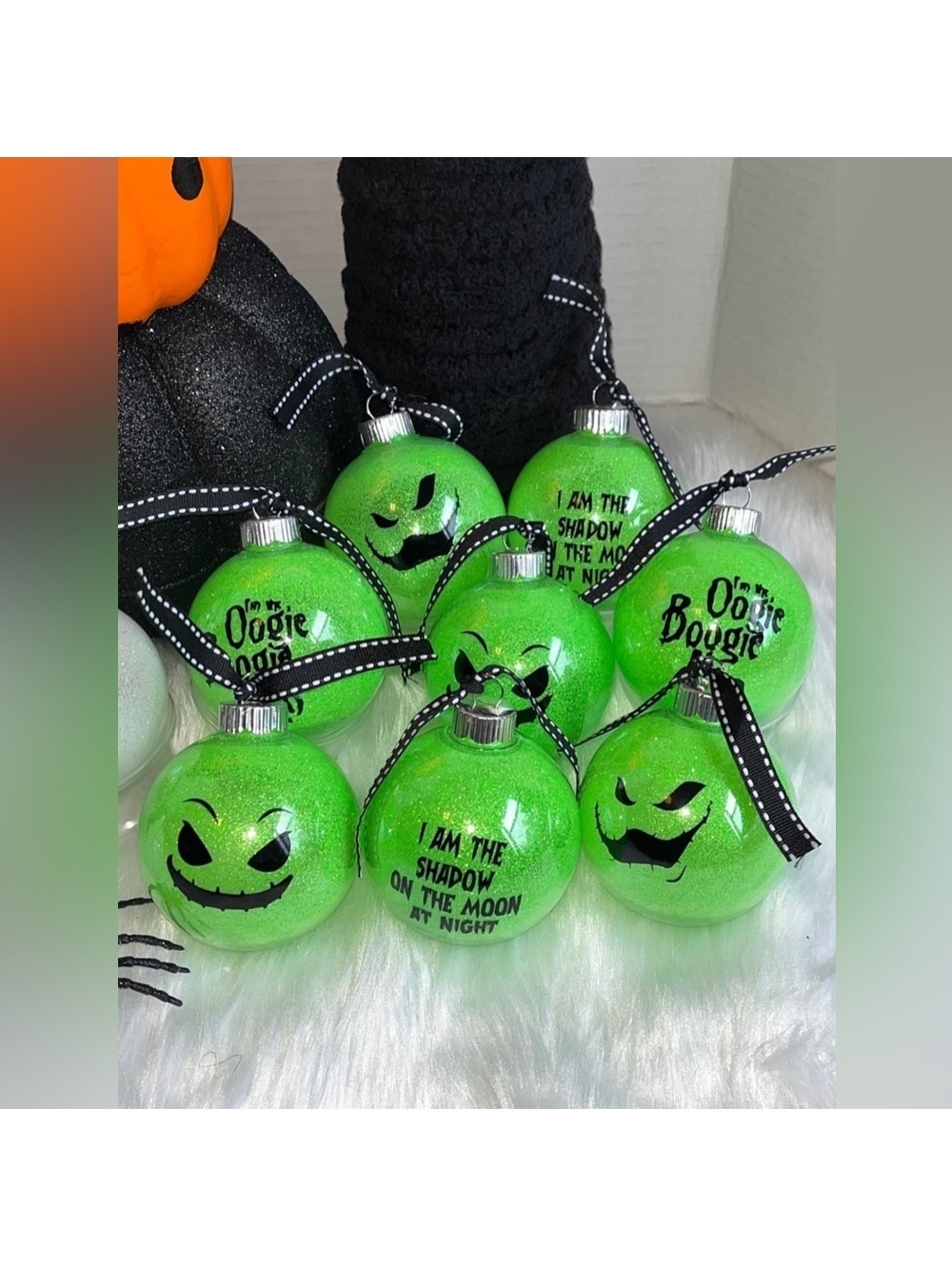 Set of 8 Christmas Ornaments Oogie Boogey Inspired